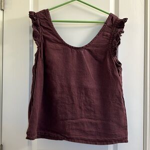 Not Perfect Linen NPL Menorca loungewear top in beautiful grape wine.